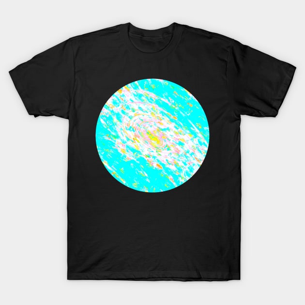 Abstract Fractal Wave Spiral Galaxy Turquoise Blue White Pink marbled Pattern Swirl Natural Flow T-Shirt by Aryxaba